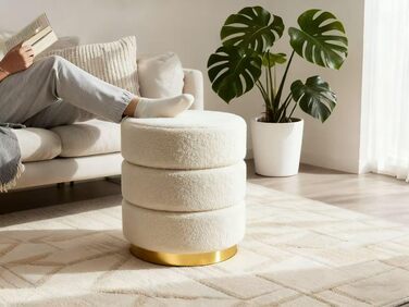 Пуф Zedelmaier Teddy, круглий м&39який табурет для туалетного столика, пуф для ніг з подушкою для сидіння, для вітальні, спальні та коридору, 38x45 бежевий табурет без місця для зберігання 38x45 бежевий Teddy