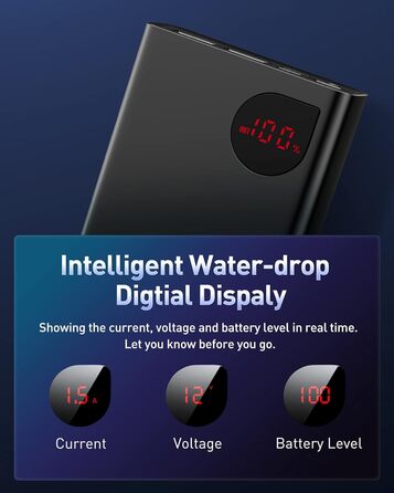 Зовнішній акумулятор, три-розетки Power Bank зі світлодіодним дисплеєм для iPhone 12 11 Xs Pro Max Mini Samsung S20 S10 і т.д., PP