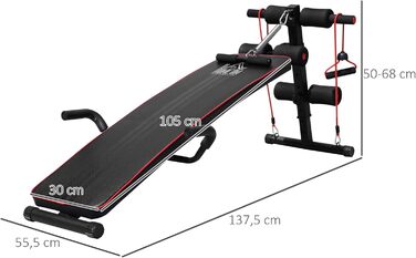 Лава для сидіння HOMCOM, багатофункціональна силова лава з регулюванням висоти та 4/5-позиційною фіксацією ніг, тренувальна лава для всього тіла, плоска лава, похила лава, тренажер для пресу та спини