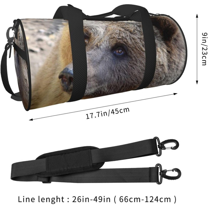 Спортивна сумка, дорожня сумка, з принтом ведмедя, сумка для подорожей на вихідні, чорна, універсальний розмір