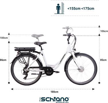 Дюймів E-Bike Pedelec, e Bike Електричний велосипед для чоловіків/жінок до 25 км/год і з хорошим запасом ходу, електричні велосипеди з багажником, жіночий велосипед з двигуном і акумулятором 36V білий, 26