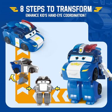 Літак-трансформер Super Wings Supercharged Lucie, фігурка для дітей заввишки приблизно 12,7 см, фігурка літачка та робота для хлопчиків та дівчаток від 3 років, 5 дюймів