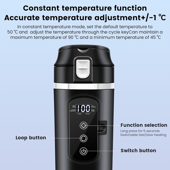Автомобільний електричний чайник DC 12V/24V, 400 мл автомобільна кружка з підігрівом з кришкою проти розливу, герметична, вкладиш