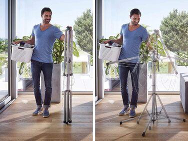 Сушарка Leifheit LinoPop-Up 140, що стоїть, ротаційна сушарка для білизни з чотирма плечима, компактна сушарка, що стоїть, автоном