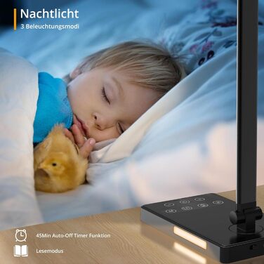 Світлодіодна настільна лампа iVict Dual Arm з нічником, сенсорним керуванням, 5 режимами освітлення, функцією заряджання USB, тайм