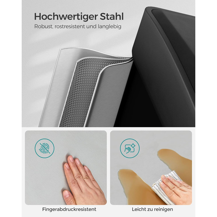 Відро для сміття кухонне, 3 x 8 л, невелика місткість, система розділення відходів 3 відділення, відро для сміття з кришкою, стале