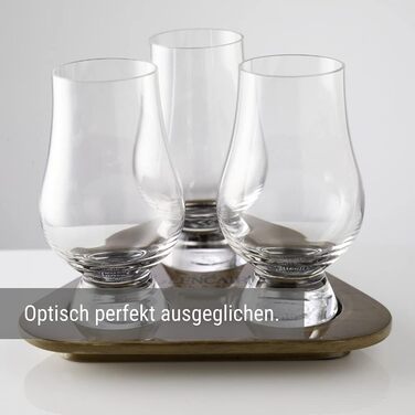 Скляний дегустаційний набір I 3 склянки для віскі 190 мл та 1 дерев'яна таця I Безсвинцеве кришталеве скло I Високоякісні склянки
