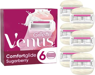 Леза для бритви Gillette Venus Comfortglide Sugarberry жіночі, 6 змінних лез для жіночих бритв з 5-кратним лезом Alt 6 шт. (1 упаковка)