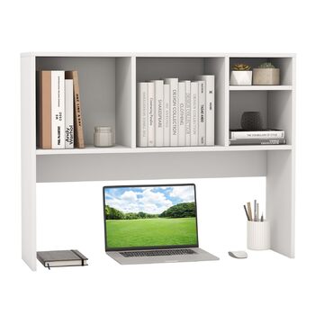 Настільна полиця, Настільна полиця з 4 відкритими полицями, Книжкова полиця, Настільний органайзер для навчання та офісу, 94 x 25 x 73 см (Білий)