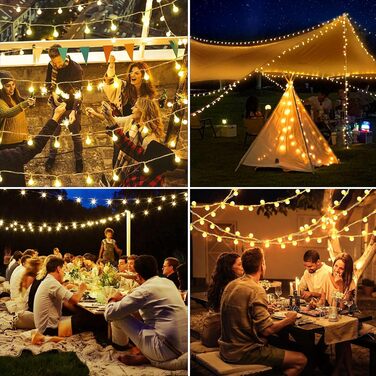 Казкові вогні на відкритому повітрі - 27M 200 світлодіодних кульових ланцюжків з 8 режимами IP44 водонепроникний, вечірній світлов