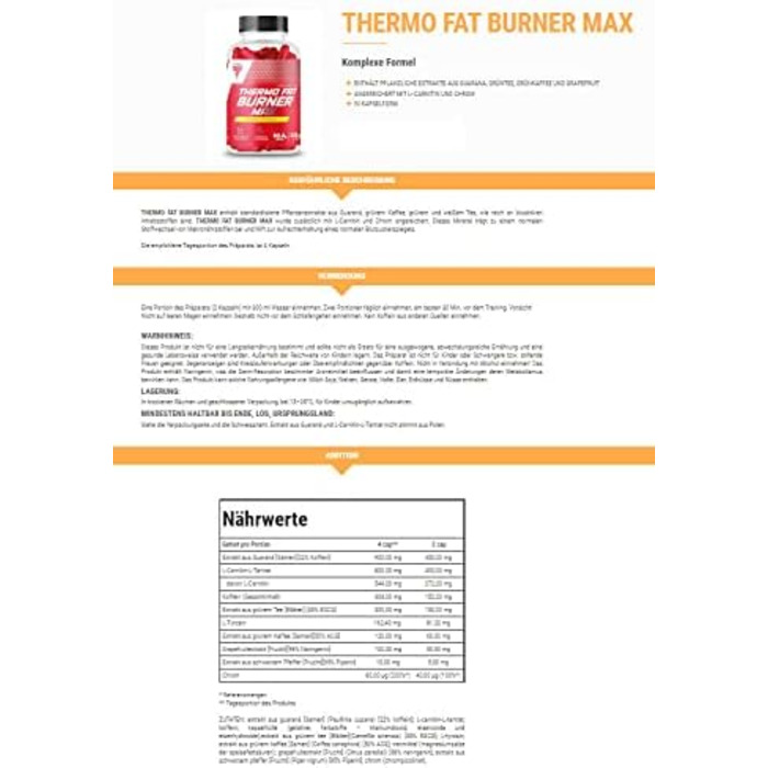 Терможировий спалювач Thermo Fat Burner Max, 120 капсул
