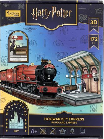 Пазл EXPLORA Гоґвортс-Експрес офіційна ліцензія Harry Potter, 172 деталі, без клею та ножиць, розвиваючий конструктор, подарункова модель (8), 3D-