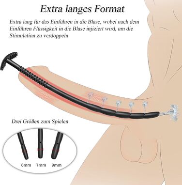 Набір уретральних дилататорів BDSMAGE, з шприцом, 25 см, силікон, стимуляція простати, діаметри 6,7,9 мм, 3 шт.