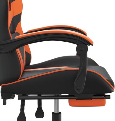 Офісне обертове крісло, ігрове крісло з підставкою для ніг та регульованою спинкою з чорно-помаранчевої штучної шкіри, офісні меблі