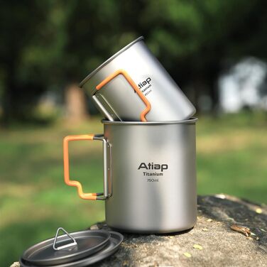 Титановий кемпінговий горщик об&39ємом 750 мл з кришкою, надлегкий для використання на відкритому повітрі, портативні кавові чашки, титанові кухлі, складна ручка