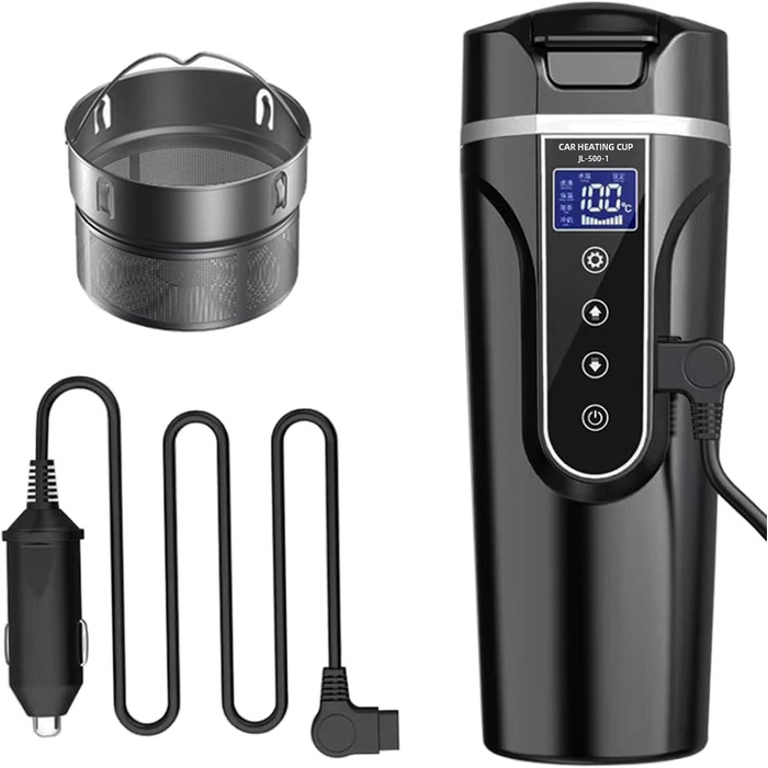 Чайник з підігрівом для автомобіля, міні-чайник для подорожей 12 В, прикурювач, електричний чайник з нержавіючої сталі 304, колба-