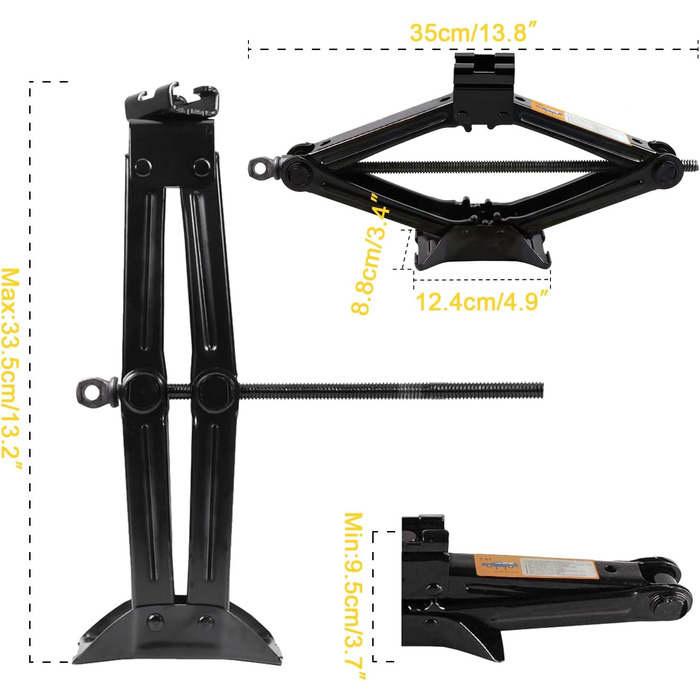 Домкрат - Домкрат-ножиці з максимальною вантажопідйомністю 1000 кг Портативний комплект аварійної заміни шин для позашляховика Седан Купе 1Т