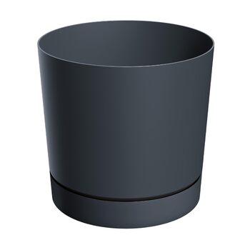 Пластиковий горщик XL з блюдцем, круглий, антрацит - Ø 47 см - великий квітковий горщик зі знімною основою, стійкий до ультрафіолету - садова прикраса, горщик, квітковий горщик, рослинний горщик, контейнер для рослин, морозостійкий