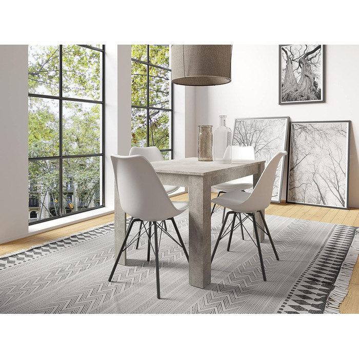 Обідній стіл byLIVING Nepal/сірий колір під бетон/компактний кухонний стіл шириною 120 см/обідній стіл з меламіновим покриттям / стільниця товщиною 18 мм / 120 x 80, В 75 см, сучасний, 120 x 80, В 75 см, під бетон