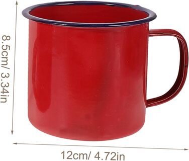 Набір емальованих кухлів Garneck з 4 предметів, для кемпінгу, маленьких бляшаних чашок для пиття, емальовані кухлі, домашні кухлі, кухлі для гарячого шоколаду, кухлі для багаття, вінтажна кухоль для кави, кухоль для води, червоний