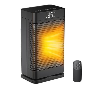 Портативний вентилятор-обігрівач потужністю 1500 Вт, енергозберігаючий електричний обігрівач з 3 швидкостями та екорежимом, тихий (35 дБ), компактний та швидкий нагрів за 2 секунди, захист від перегріву, поворотна конструкція для вітальні, офісу, ванної к