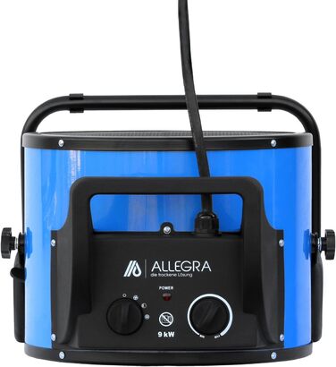 Тепловентилятор ALLEGRA AB-H92 високовольтний електричний будівельний обігрівач потужністю 9 кВт для будівельних майданчиків, майстерень та промисловості, потужний вентилятор на 400 В