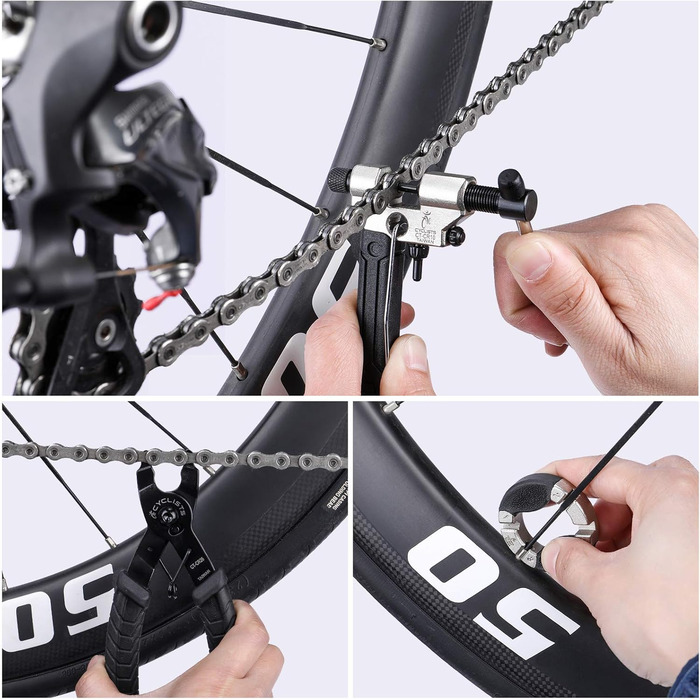 Набір для ремонту велосипедів для велосипедистів, портативний футляр для інструментів для велосипеда, набір інструментів для ремонту велосипедних шин та ланцюгів, набір інструментів для велосипеда з футляром для перенесення, 23 предмети