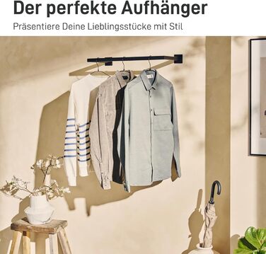 Прямокутна вішалка для одягу Легке настінне кріплення Гардеробна штанга в індустріальному стилі Металева вішалка для одягу чорного кольору Система гардеробів своїми руками Настінна шафа 90x30 см (Г30 x Ш90 см) Чорна