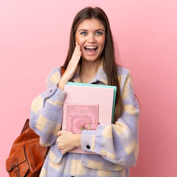 Щоденник MGGAO із замком для письма, тверда обкладинка з штучної шкіри, що замикається, особистий органайзер B6 для чоловіків та жінок, 288 сторінок, 100 г/м, лінований папір рожевого кольору