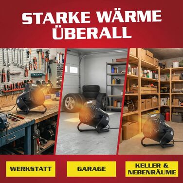 Електричний обігрівач HECHT Портативний обігрівач 3000 Вт 3 рівні потужності Термостат Енергоефективний Підходить для будівельних майданчиків, гаражів, майстерень, кемпінгу, віталень, Чорний