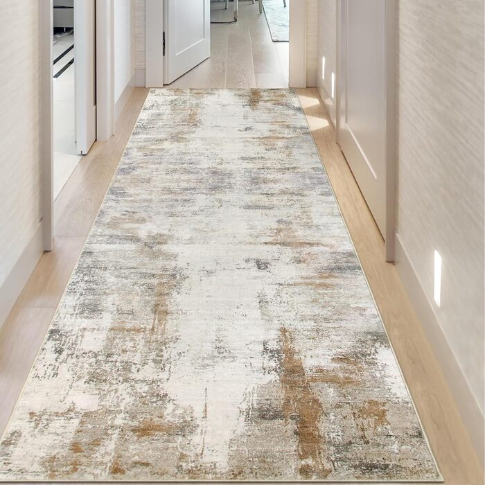 Килимова доріжка Famibay 80x300 см Бежева килимова доріжка для передпокою, що миється, нековзка, кухонна килимова доріжка для передпокою, довга кухонна доріжка, сучасна для передпокою, кухні, спальні, вітальні, бежево-коричнева 80 x 300 см