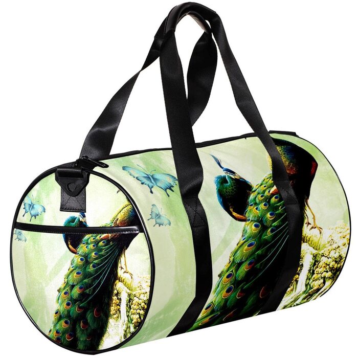 Спортивна сумка, компактна дорожня сумка, сумка для фітнесу та шопінгу (йога, тренування), з дизайном Дерево-Метелик-Павич, сумка для активного відпочинку, ручна поклажа