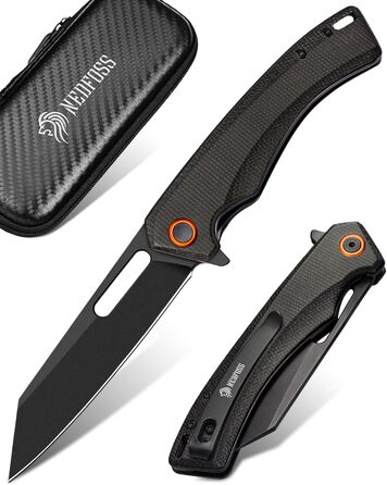 Складаний ніж NedFoss MAMBA, одноручний ніж зі сталі 9CM D2 з рукояткою Micarta, кишеньковий ніж з замком лайнера та шарикопідшипн