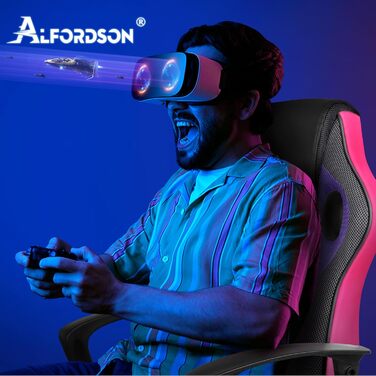 Гоночне офісне крісло ALFORDSON, ергономічне з регульованою висотою та м&39яким покриттям, вантажопідйомністю 150 кг, поворотне ігрове крісло для домашнього офісу, шкіра та тканина, фіолетовий Mega - серія Фіолетовий Mega