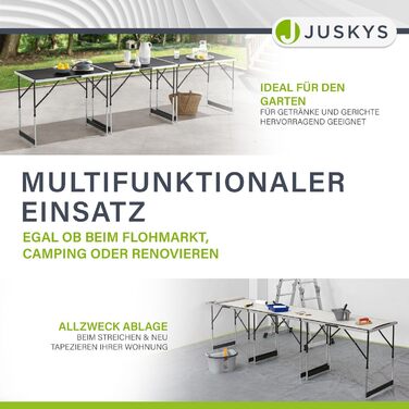 Багатофункціональний стіл Juskys, комплект із 3 предметів - Складаний, регульована висота - Алюмінієвий розкладний стіл 100x60 см - Блошиний ринок, стіл для обклеювання шпалерами, кемпінговий стіл - Чорний стіл