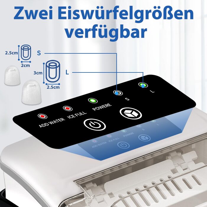 Машина для виробництва кубиків льоду, 15 кг 24 години, 9 кубиків льоду за 6 хвилин, льодогенератор з лопатою для льоду та кошиком, льодогенератор для кухні, офісу, автофургону