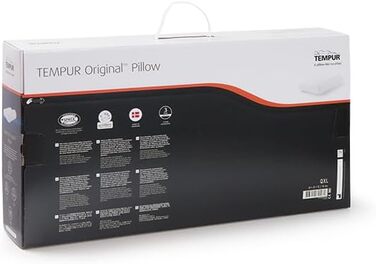 Оригінальна подушка TEMPUR. Ергономічна подушка для шиї з піни з ефектом пам&39яті середньої жорсткості для людей з малою/середньою статурою, сну на боці та спині, з чохлом, який можна прати, дуже велика (61 x 31 x 11,5/8 см), біла. Дуже велика.