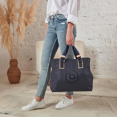 Жіноча сумка для шопінгу нейлонова з кишенею RFID, 39 x 17 x 34 см, синя