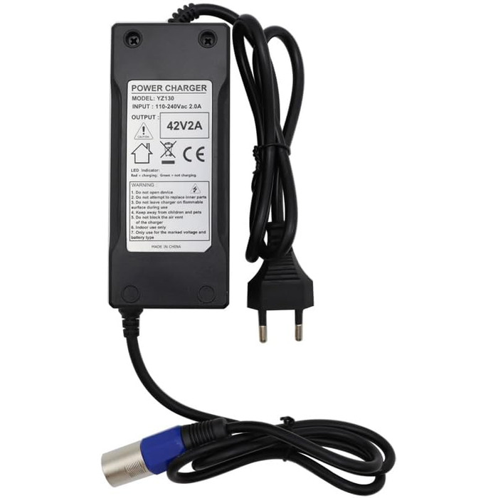 Зарядний кабель Abakoo для блоку живлення та зарядного пристрою 42 В 2 А для електричного велосипеда та скутера 36 В, замінює HP1202L3 з 3-контактним XLR