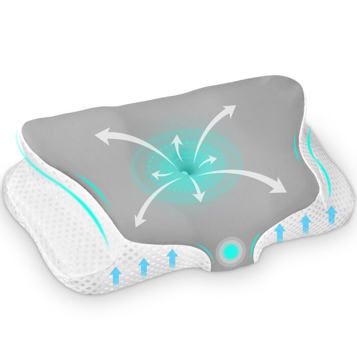Подушка для шиї, подушка з піни з ефектом пам&39яті, подушка для шиї, подушка для голови, ергономічна подушка для сну на боці, на спині та на животі, 62x49/12 см, сірий/білий