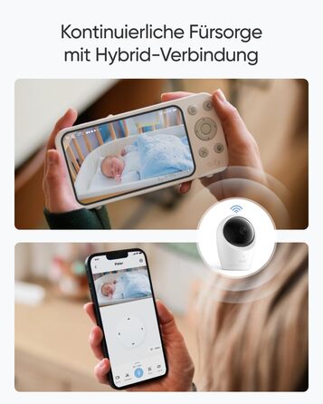 Радіоняня з камерою E20, додаток і офлайн-контроль, 2K HD, ультрачітке нічне бачення, функція повороту-нахилу, 4 шт. зум, мобільна