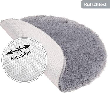 Круглий килимок для ванної PANA з високим ворсом (Ø 56 см) Круглий килимок для ванної з мякого мікроволокна Поглинаючий та придатний для прання Круглий килимок для душу, килимок для ванної, килимок для ванної кімнати Колір Сірий 56 см (круглий) Сірий