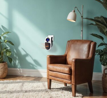 Електричний обігрівач, що підключається до мережі, 500 Вт, енергозберігаючий, тихий термовентилятор з термостатом 15-32C, 12-годинний таймер, світлодіодний дисплей, дві швидкості, автоматичне вимкнення