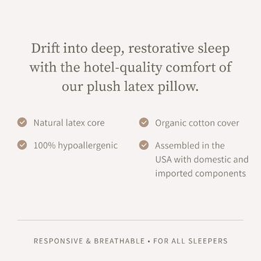 Латексна подушка Saatva, стандартний лофт (10,2 см 12,7 см), гіпоалергенна подушка з подрібненим латексним ядром, дихаюча, чохол з органічної бавовни, який можна прати в пральній машині, ліжко розміру &quotqueen-size&quot (71,1 x 40,6 см), стандартний/que