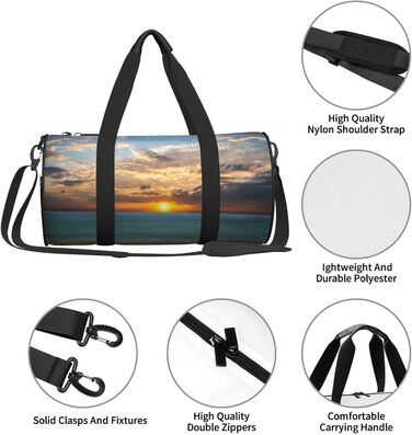 Спортивна сумка для подорожей, пляжна сумка з принтом Захід сонця, сумка на нічліг, чорна, універсальний розмір