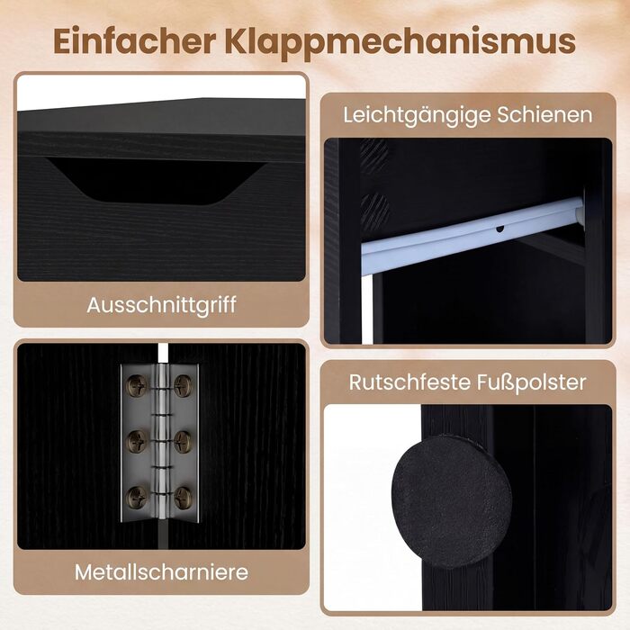 Розкладний обідній стіл COSTWAY, кухонний стіл на колесах, шухляда та 2 полиці, розкладний стіл для 2-4 осіб, обідній стіл для невеликих приміщень, їдальня, кухня, 120 x 72 x 75 см (чорний) чорні колеса з поліуретану