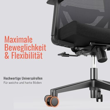 Ергономічне офісне крісло Yaasa Chair Lite, чорного кольору Робоче крісло з поперековою опорою та 1D підлокітниками Обертове крісло з плавно регульованим натягом спинки Домашній офіс та офіс 120 кг, чорний, Lite