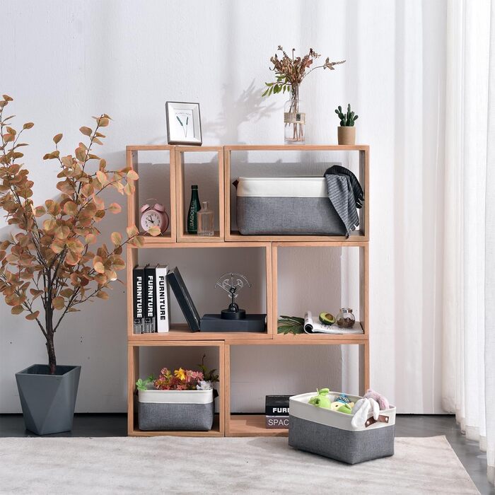 Ткані коробки для зберігання Mangata, полотняний органайзер, комплект із 3 предметів для одягу, іграшок, полиць (холодно-сірий, середній) 3 предмети M