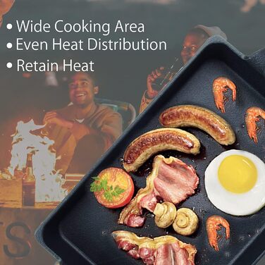 Чавунна сковорода Bestargot Camping, Hobo Cooker Кемпінгова плита Сковорода-гриль Чавунна сковорода, прямокутна чавунна сковорода