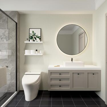 Настінна полиця RICHER HOUSE Біла, Комплект з 2 рейок для картин, Плаваюча полиця з дерева 40 см, Настінна полиця для фоторамок та декору, Вітальня, Дитяча кімната, Спальня, Кухня, Ванна кімната Настінна біла 40 см